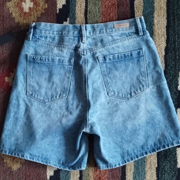 Blank NYC NWT Warren Overlap Asymmetric Button Fly Bermuda Denim Jean Shorts 30 - Picture 6 of 16